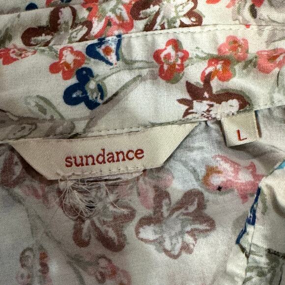 Sundance Large Top Floral Long Sleeve Embroidered Cut-Outs Lightweight Collared - Picture 8 of 8